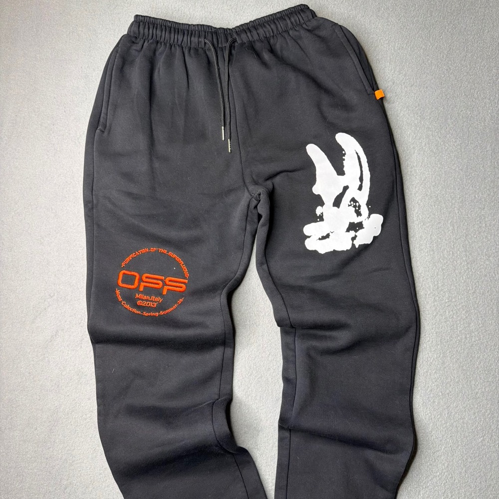 Off-White Golden Ratio Sweatpants Mens L Black Orange Graphic Joggers SS20